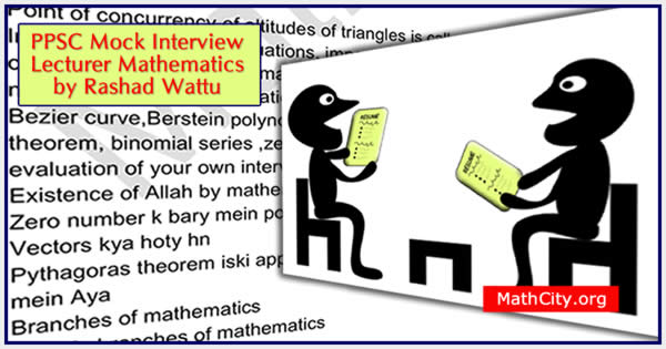 PPSC Mock Interview Lecturer Mathematics