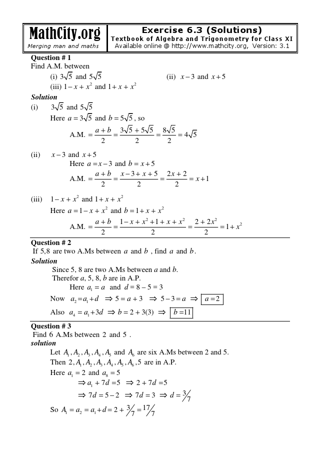 Ch 06 sequences and series mathematics fsc part 1 mathcity